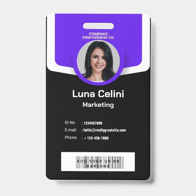 Professional Photo ID Badge - Customize with Logo (Front)