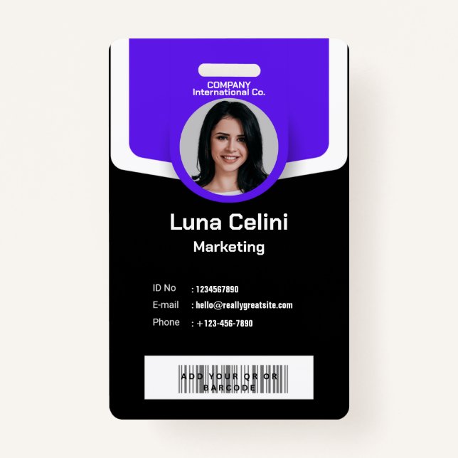 Professional Photo ID Badge - Customize with Logo (Front)