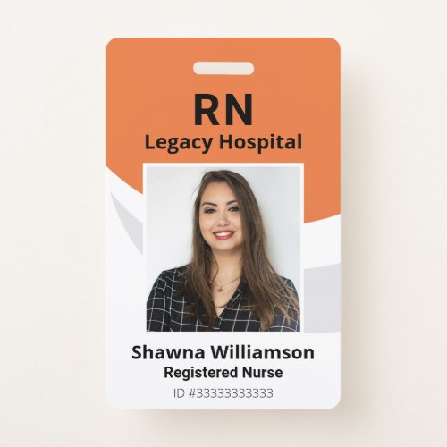 Professional Photo ID Bar Code Orange Badge 