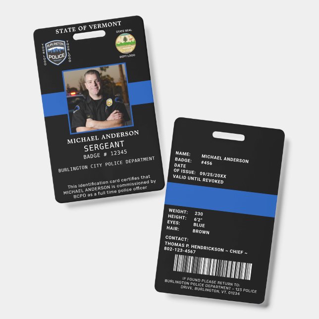 Professional Photo Law Enforcement Police ID Card Badge | Zazzle