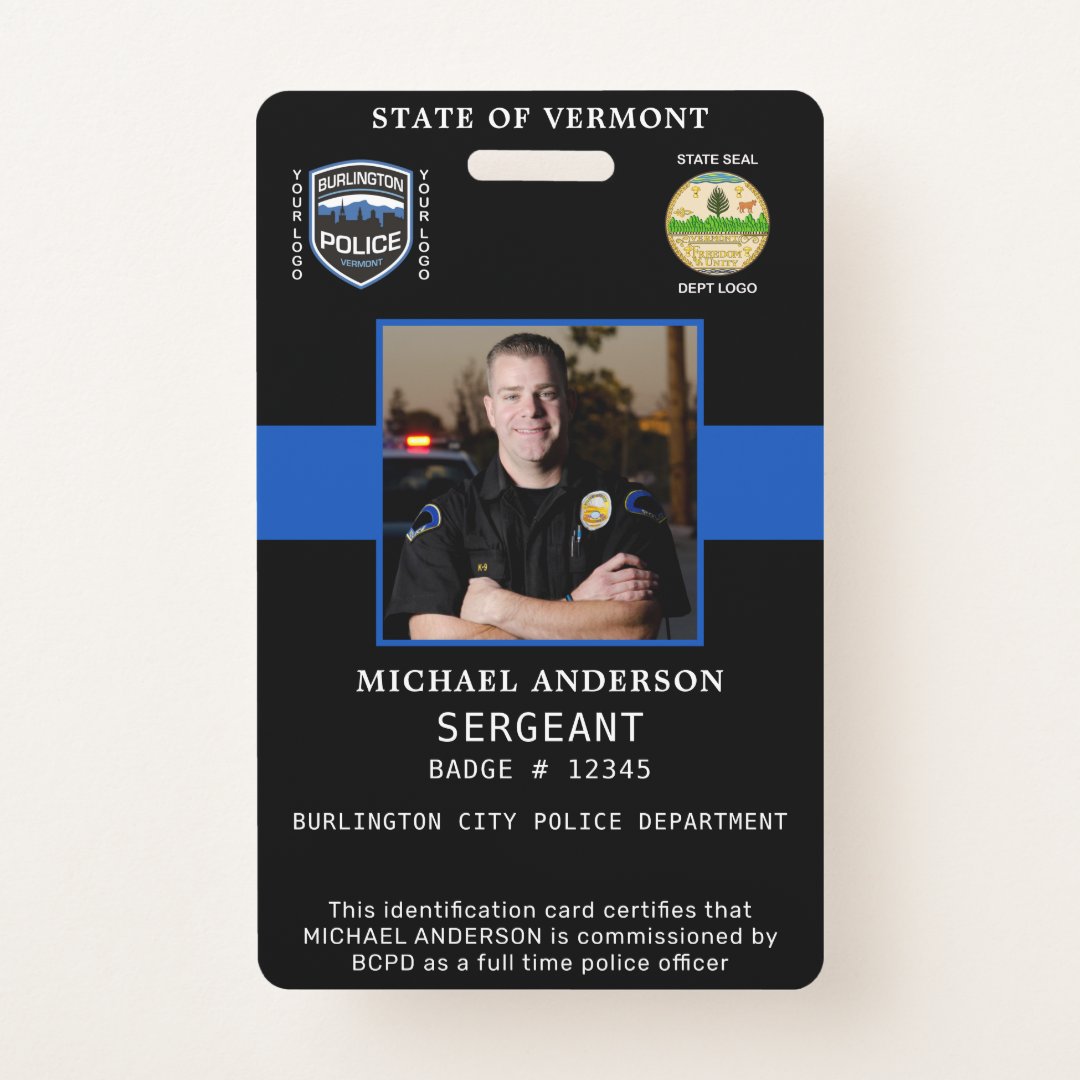 Professional Photo Law Enforcement Police ID Card Badge Zazzle