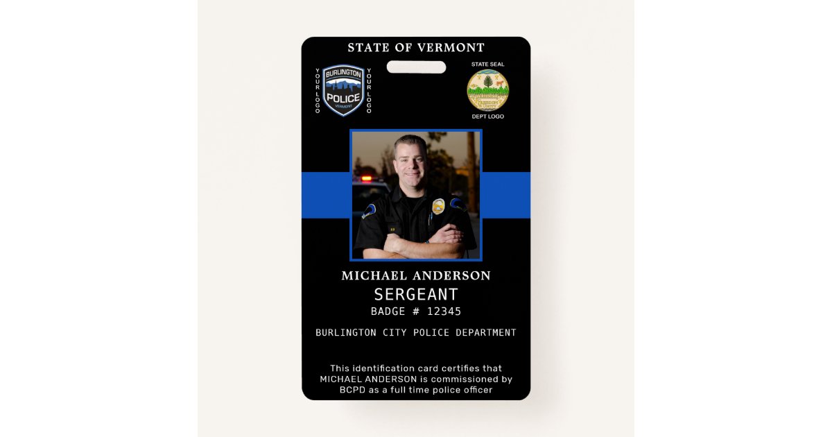 Professional Photo Law Enforcement Police ID Card Badge Zazzle