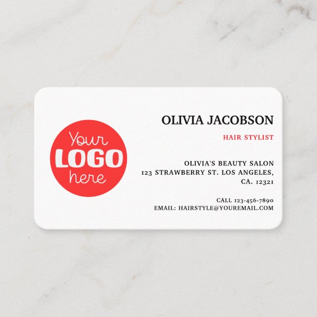 Professional Photo Logo Hair Stylish Business Card (Front)
