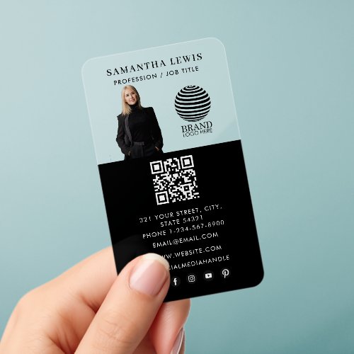 Professional Photo Logo QR Code Social Media  Clear Business Cards