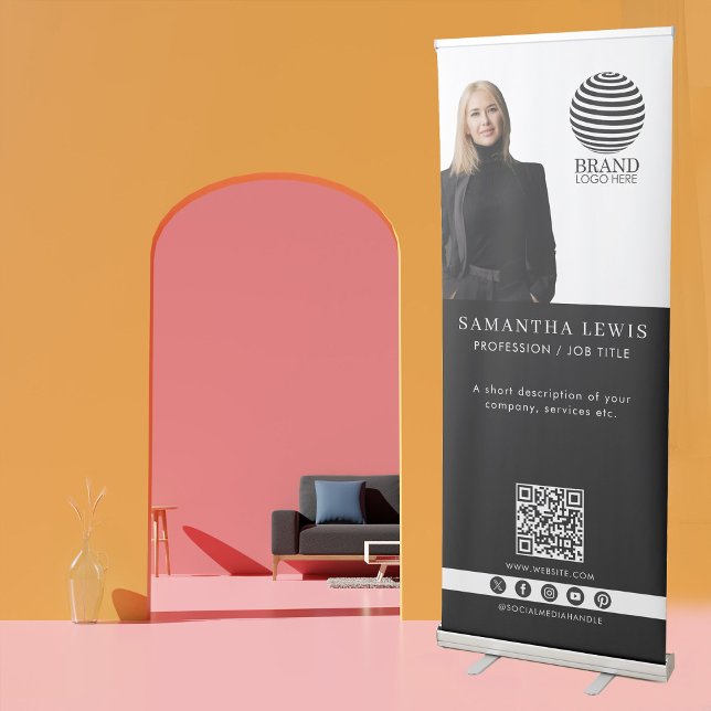 Professional Photo Logo QR Code Social Media  Retractable Banner (Professional Photo Logo QR Code Social Media Retractable Banner)