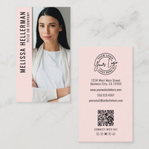 Professional Photo Logo Vertical Pink Business Card