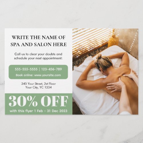 Professional Photo Massage Therapist Discount Flyer