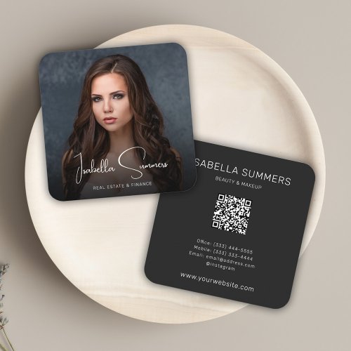 Professional Photo Modern Minimalist Elegant  Square Business Card