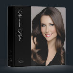Professional Photo Portfolio Model Actor 3 Ring Binder<br><div class="desc">Showcase your best work with this personalized 3-ring binder for professional models and actors. The design features a large photo of your choice framed by a banner with your name in an elegant script and subject on the left side. The spine also features custom text for easy organization. Perfect for...</div>