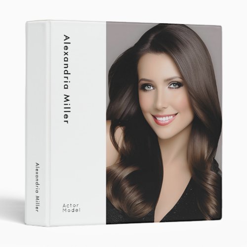 Professional Photo Portfolio Model Actor  White 3 Ring Binder