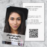 Professional Photo QR Code Business Card<br><div class="desc">Modern chic business card with your photo overlayed by your profession and name in bold and trendy typography. On the back,  add your website url address to create a scannable QR Code and personalize with your contact information.</div>
