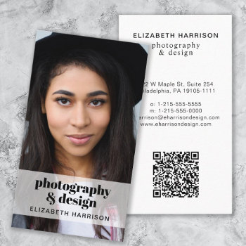 Professional Photo Qr Code Business Card by JulieHortonDesigns at Zazzle