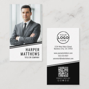 Professional Photo QR Code Company Logo Vertical Business Card
