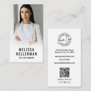 Professional Photo QR Code Company Logo Vertical Business Card