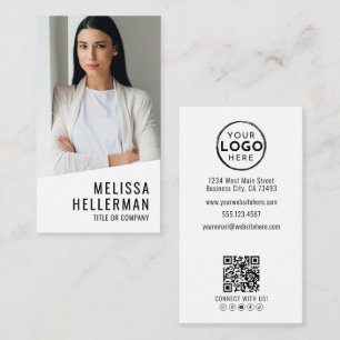 Professional Photo QR Code Company Logo Vertical Business Card