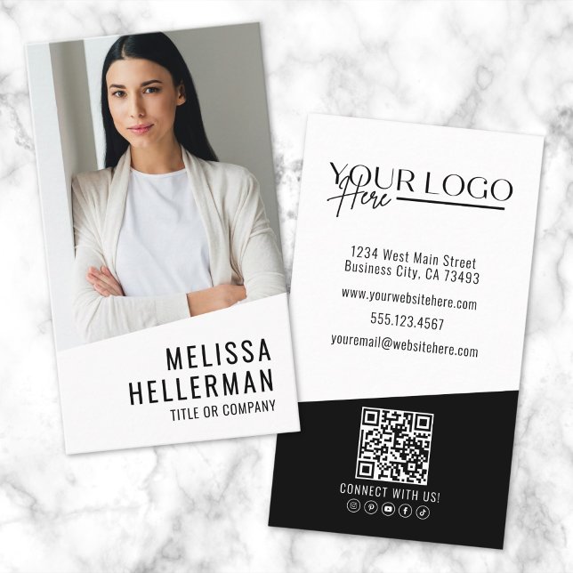 Professional Photo QR Code Company Logo Vertical Business Card (Professional Photo QR Code Company Logo Vertical Business Card)