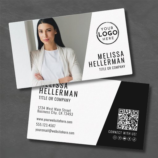 Customizable Professional Photo QR Code Company Your Logo Business Card