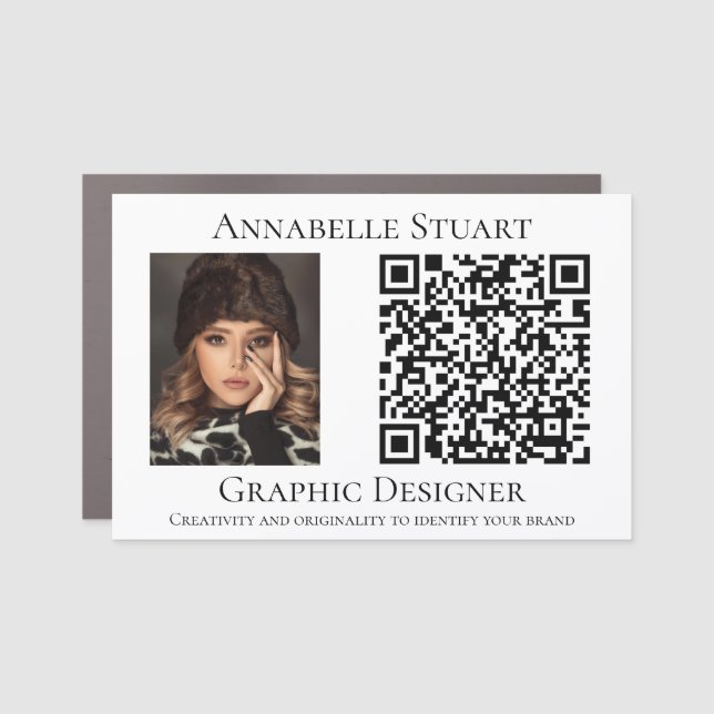 Professional Photo QR Code Modern Car Magnet (Front)