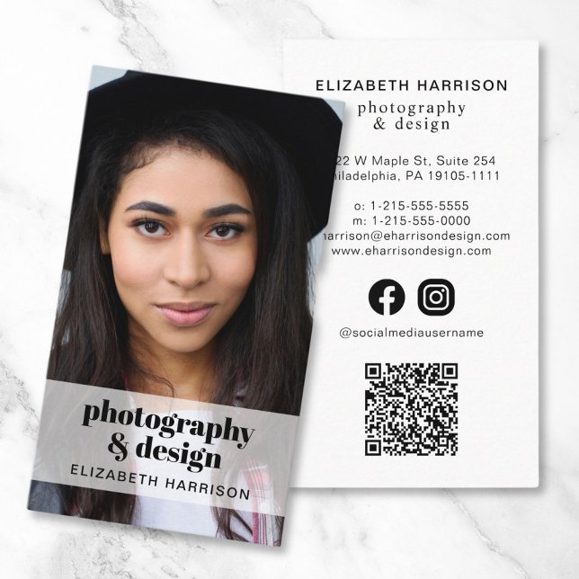 Professional Photo QR Code Social Media Business Card (Creator Uploaded)