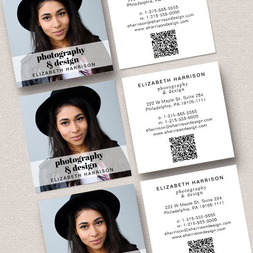 Professional Photo QR Code Square Business Card