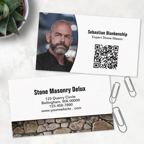 Professional Photo QR Code Stone Wall Business Card