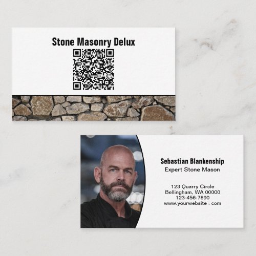 Professional Photo QR Code Stone Wall Business Card