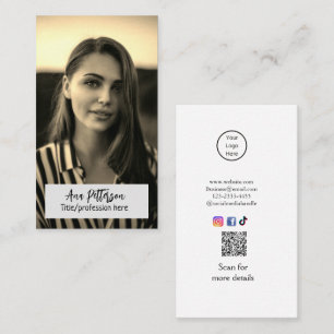 professional photo QR website email social modern Business Card