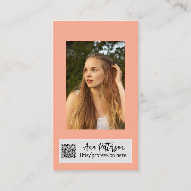 professional photo QR website email social modern Business Card (Front)