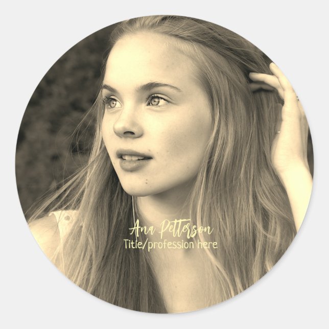 professional photo QR website email social modern Classic Round Sticker (Front)