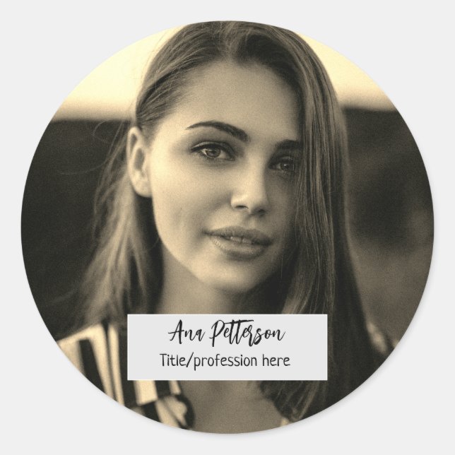 professional photo QR website email social modern Classic Round Sticker (Front)