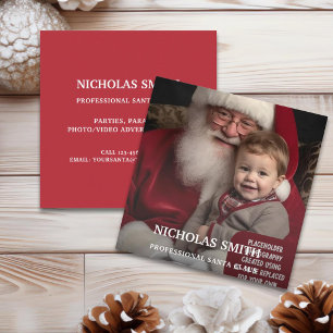 Professional Photo Santa Claus Square Business Card