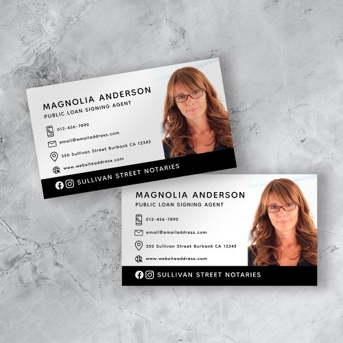 Professional Photo Social Media Icon Public Notary Business Card