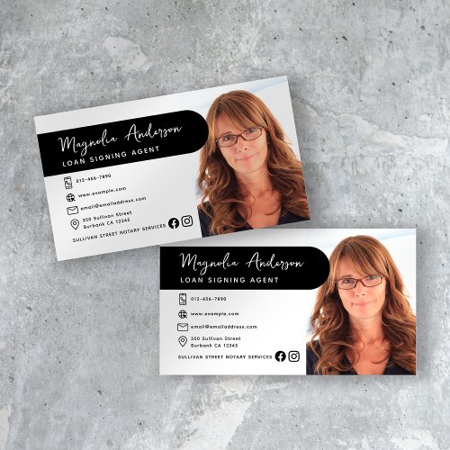 Professional Photo Social Media Icons Notary Business Card