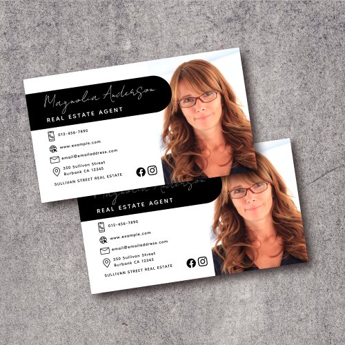 Professional Photo Social Media Icons Real Estate  Business Card