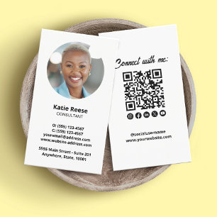 Professional Photo Social Media QR Code Business Card
