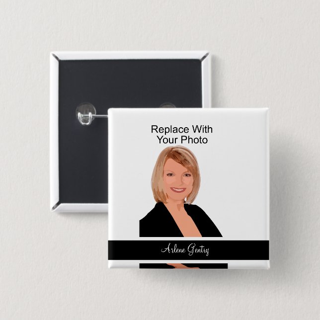 Professional Photo Template Name Badges Button (Front & Back)