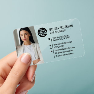 Professional Photo Your Logo Clear Business Cards