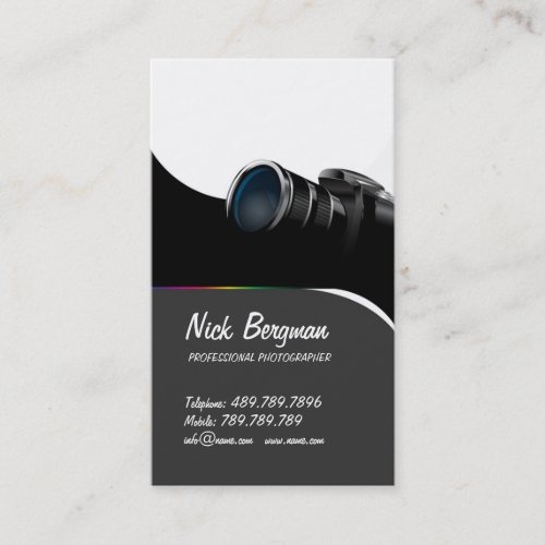 Professional Photographer Black Camera Business Card