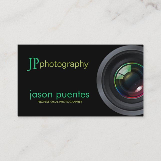 Professional Photographer Camera Lens Business Card (Front)