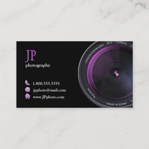 Professional Photographer Camera Lens Business Cards