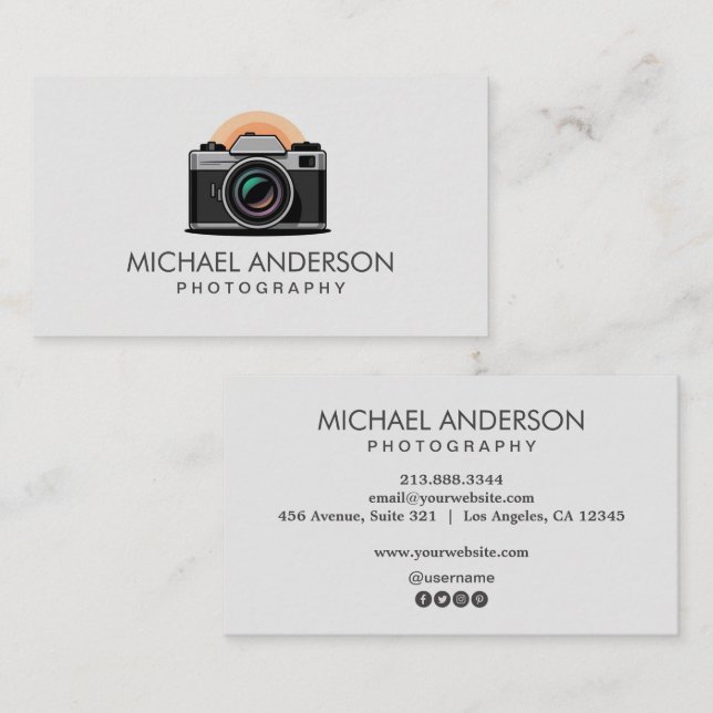 Professional Photographer camera logo Photography  Business Card (Front/Back)