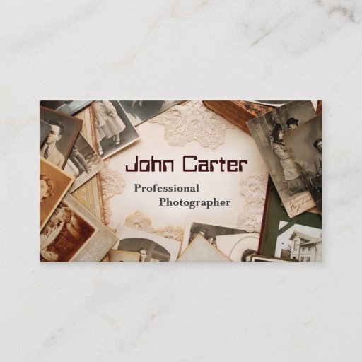 Customizable Professional Photographer Card Vintage Photo Business Card Template