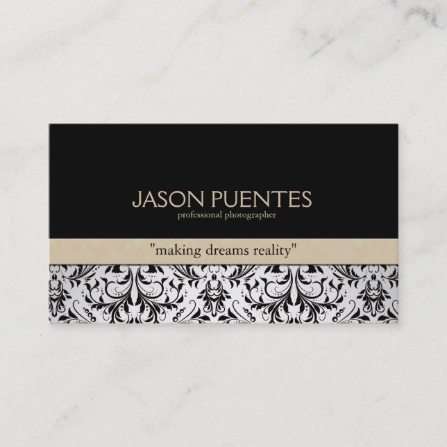 Professional Photographer Damask Business cards (Front)