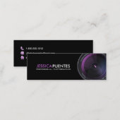 Professional Photographer Purple Camera Lens Mini Business Card (Front/Back)