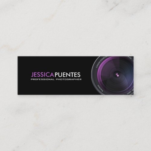 Professional Photographer Purple Camera Lens Business Cards