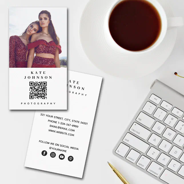 Professional Photographer QR Code Social Media Business Card Zazzle