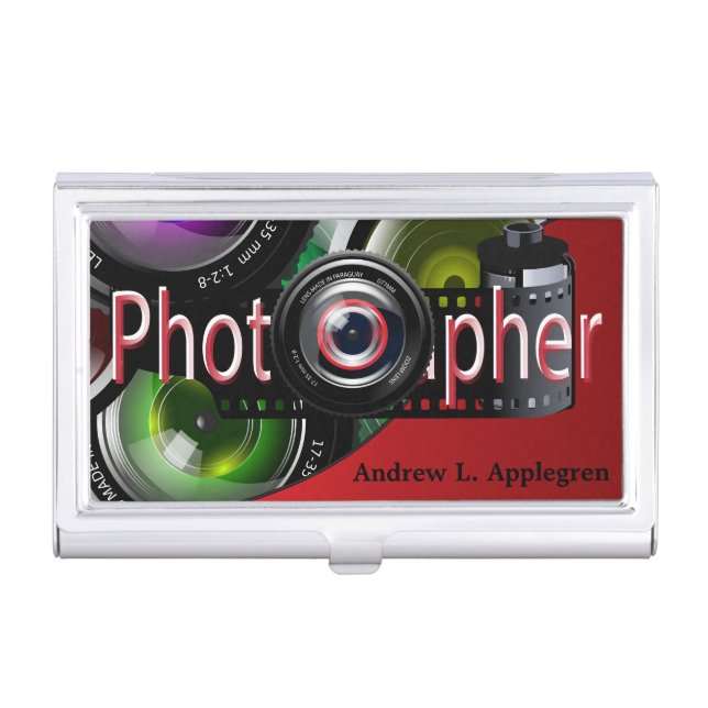 Professional Photographer| Red Business Card Case (Front)