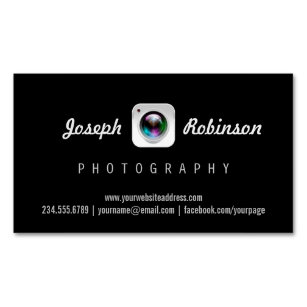 Professional Photography Camera Lens Logo Symbol Magnetic Business Card