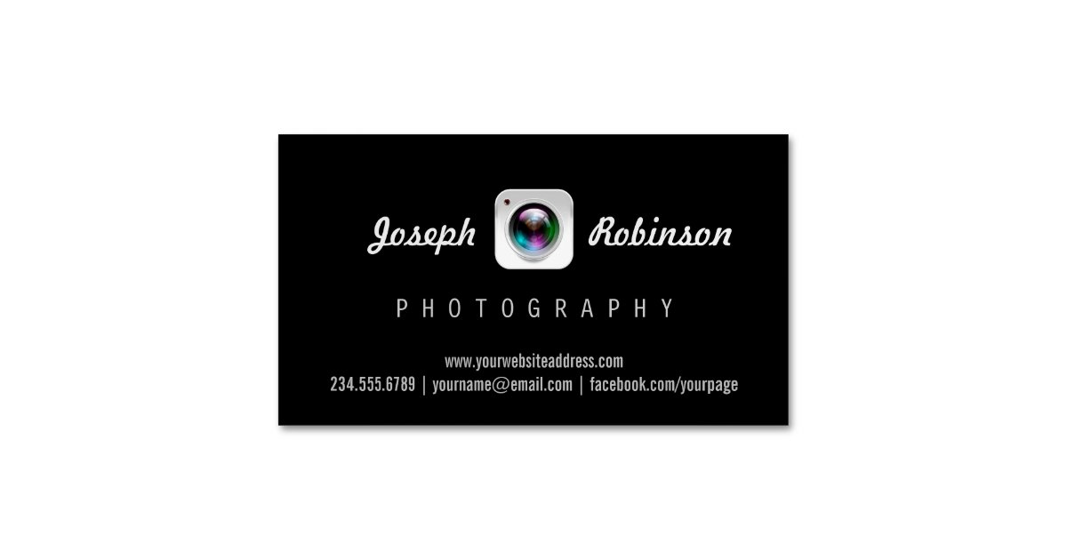 Professional Photography Camera Lens Logo Symbol Magnetic Business Card ...