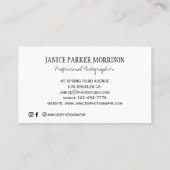 Professional photography camera photographer business card (Back)